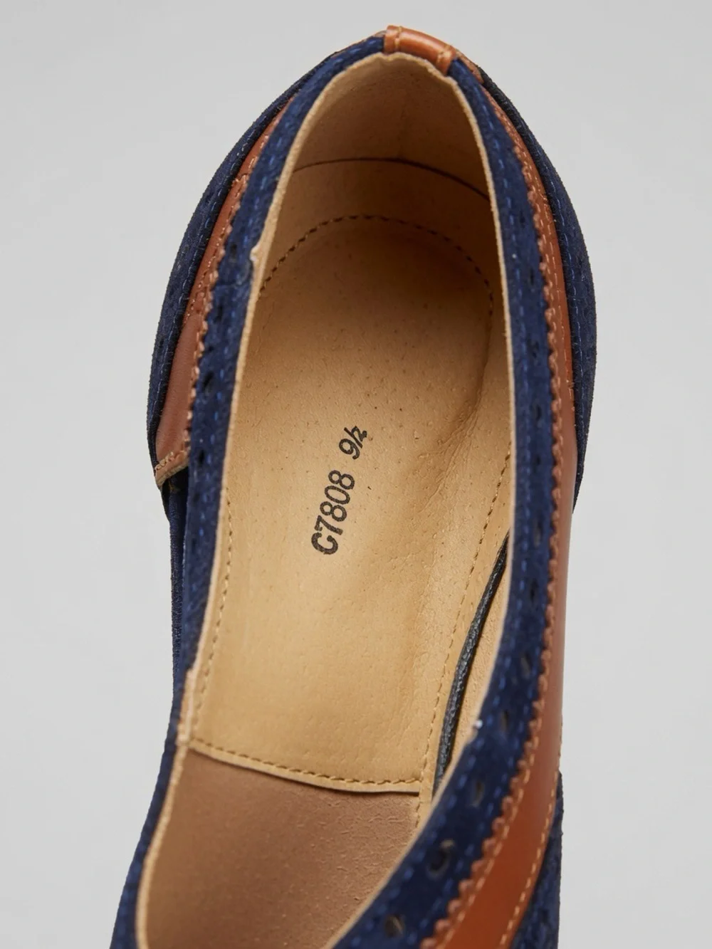 Gino Vitale Men’s Two-Tone Oxford Derbys in Navy and Brown